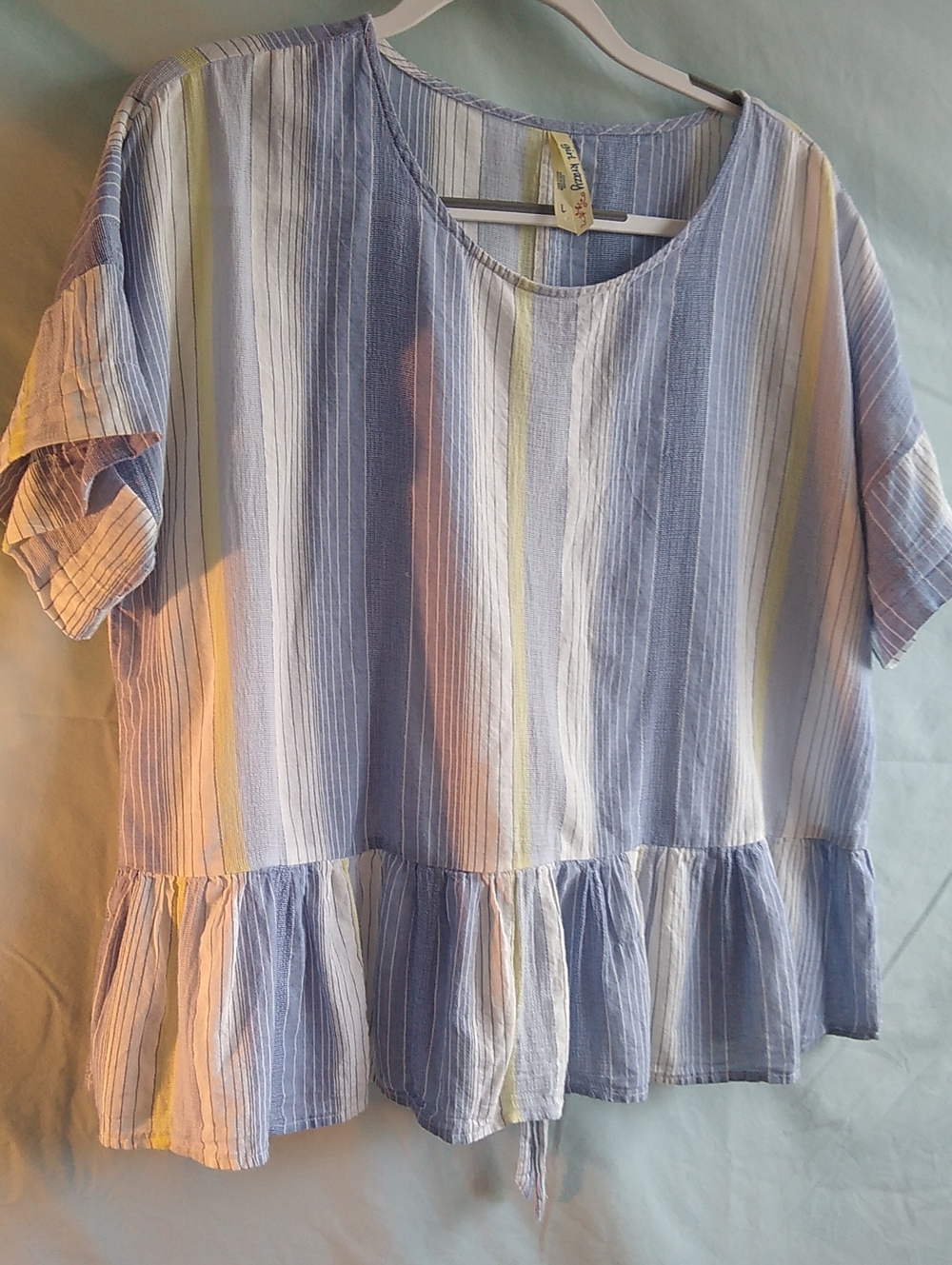 girl krazy tie-back peplum top * pastel stripes